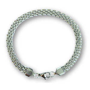 Mesh Link Chain Bracelet 6mm Stainless Steel Silver Modern Jewelry Gift